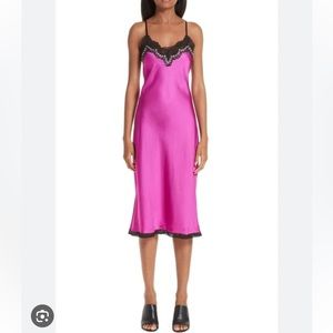 Alexander Wang Embellished Lace-trimmed Satin Midi Dress in Pink